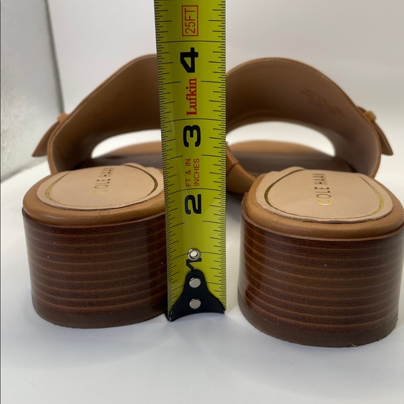 Cole Haan Women's Crosby Slide Dress Sandals Tan Gold Hardware Sandals - Picture 9 of 9